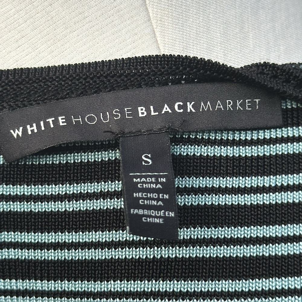 White House Black Market blue and black striped knit tank, size small - Picture 5 of 7